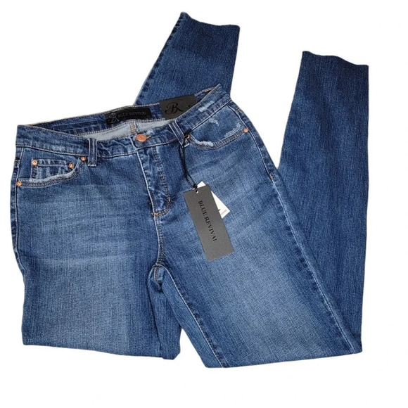 BLUE REVIVAL Women's Sienna Mid-Rise Skinny Jeans Milan Medium Wash Size 27 New - Picture 1 of 16